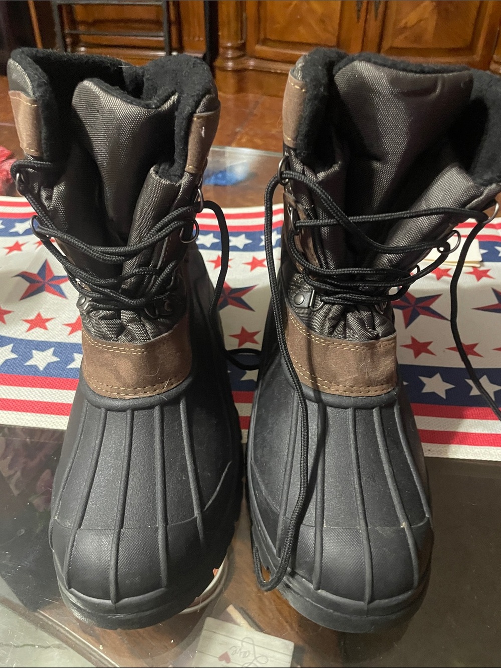 Source Unknown Black and Brown Men's Rain & Snow Boots